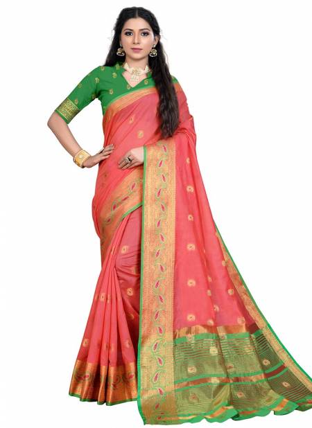 Pink Colour ASHIKA LOTUS BUTTA 3 Designer Latest Festive Wear Cotton Silk Saree Collection 651